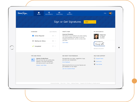 An iPad with a view of DocuSign
