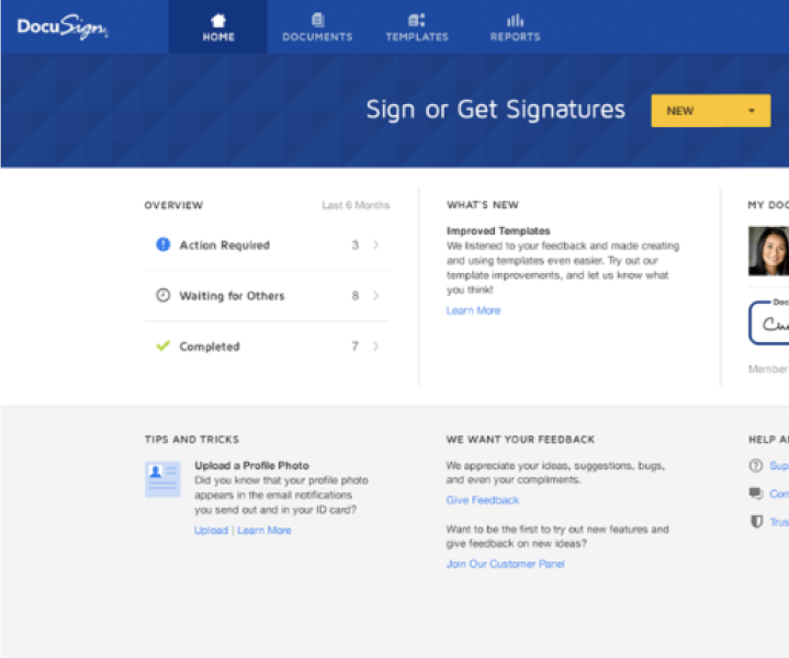 Screenshot of DocuSign interface