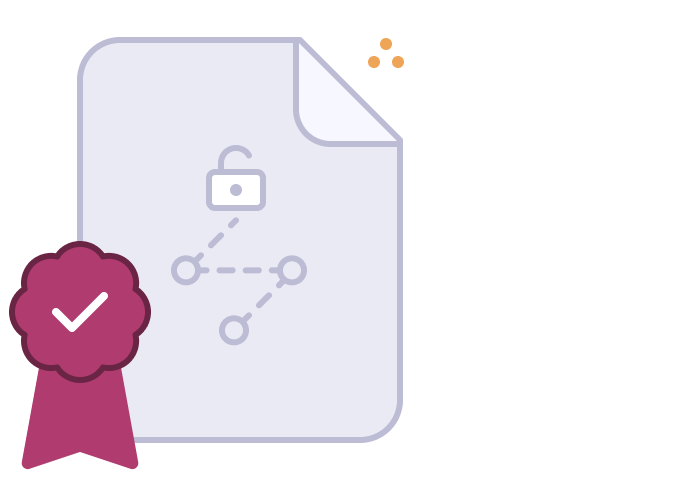 Illustration of a network file with a certificate badge