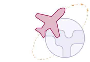 Illustration of a globe with an airplane